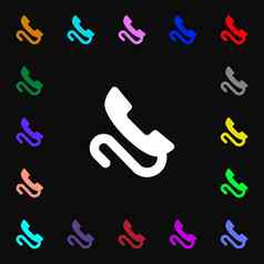 复古的电话手机图标标志很多色彩斑斓的符号设计