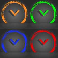 箭头下载负载备份图标象征时尚现代风格橙色绿色蓝色的绿色设计