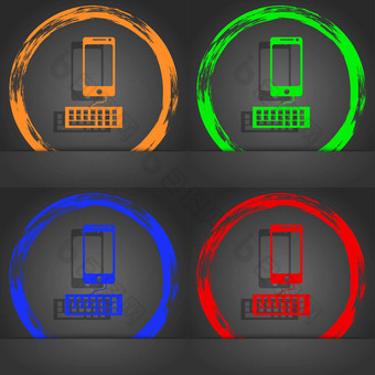 <strong>电脑键盘</strong>马蹄铁图标时尚现代风格橙色绿色蓝色的红色的设计