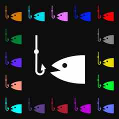 钓鱼iconi标志很多色彩斑斓的符号设计