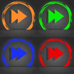 多媒体标志图标球员导航象征时尚现代风格橙色绿色蓝色的红色的设计