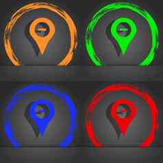 -地图指针全球定位系统(gps)位置图标象征时尚现代风格橙色绿色蓝色的绿色设计