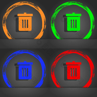 回收本重用减少图标象征时尚现代风格橙色绿色蓝色的绿色设计