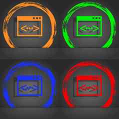 代码标志图标程序员象征时尚现代风格橙色绿色蓝色的红色的设计
