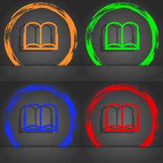 书标志图标开放书象征时尚现代风格橙色绿色蓝色的红色的设计