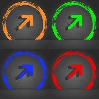 箭头扩大完整的屏幕规模<strong>图标</strong>象征时尚现代风格橙色绿色蓝色的绿色设计