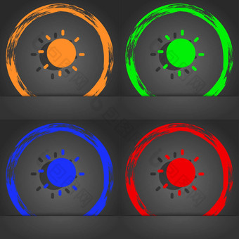 太阳图标<strong>象征</strong>时尚现代风格橙色绿色蓝色的绿色设计