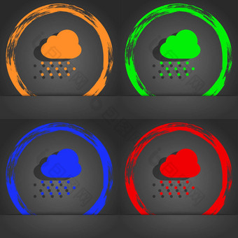 下雪图标象征时尚现代风格橙色绿色蓝色的绿色设计