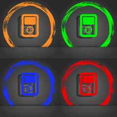 俄罗斯方块视频游戏控制台图标象征时尚现代风格橙色绿色蓝色的绿色设计