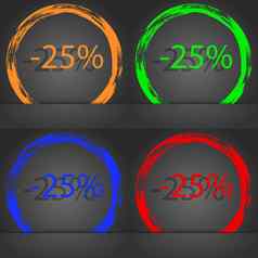 百分比折扣标志图标出售象征特殊的提供标签时尚现代风格橙色绿色蓝色的红色的设计