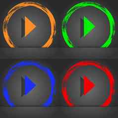 玩按钮图标象征时尚现代风格橙色绿色蓝色的绿色设计