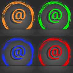 电子邮件图标象征时尚现代风格橙色绿色蓝色的绿色设计