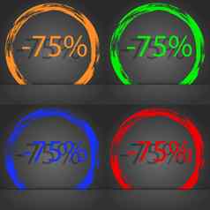 百分比折扣标志图标出售象征特殊的提供标签时尚现代风格橙色绿色蓝色的红色的设计