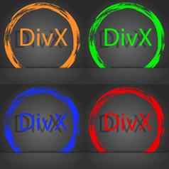 divx视频格式标志图标象征时尚现代风格橙色绿色蓝色的红色的设计