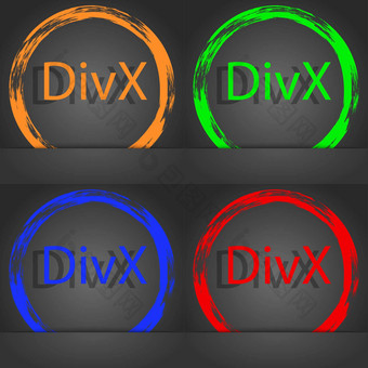 divx<strong>视频</strong>格式标志图标象征时尚现代风格<strong>橙色</strong>绿色蓝色的红色的设计
