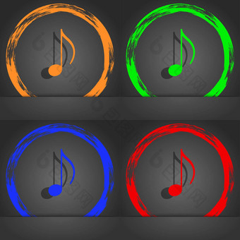 音乐的请注意音乐手机<strong>铃声</strong>图标象征时尚现代风格橙色绿色蓝色的绿色设计