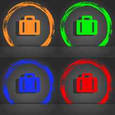 手提箱图标象征时尚现代风格橙色绿色蓝色的绿色设计