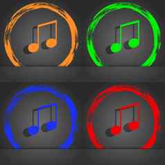 音乐的请注意音乐手机铃声图标象征时尚现代风格橙色绿色蓝色的绿色设计