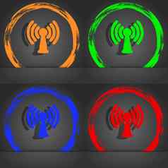 无线网络互联网图标象征时尚现代风格橙色绿色蓝色的绿色设计