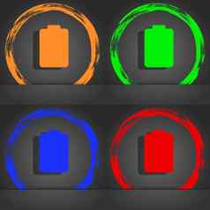电池空低电图标象征时尚现代风格橙色绿色蓝色的绿色设计