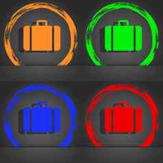 手提箱图标象征时尚现代风格橙色绿色蓝色的绿色设计