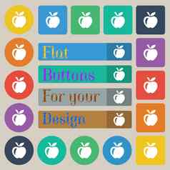 苹果图标标志集二十彩色的平轮广场矩形按钮