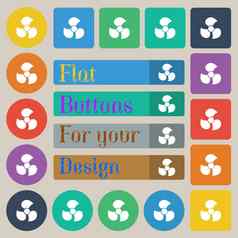 球迷螺旋桨图标标志集二十彩色的平轮广场矩形按钮
