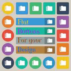 文档文件夹图标标志集二十彩色的平轮广场矩形按钮