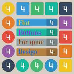 数量图标标志集二十彩色的平轮广场矩形按钮