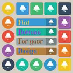 厨房罩图标标志集二十彩色的平轮广场矩形按钮