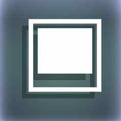 照片框架模板图标象征蓝绿色摘要背景影子空间文本