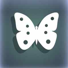 蝴蝶标志图标昆虫象征蓝绿色摘要背景影子空间文本