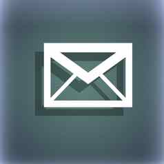邮件图标信封象征消息标志导航按钮蓝绿色摘要背景影子空间文本