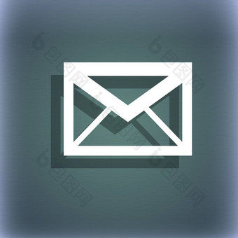 邮件图标<strong>信封</strong>象征消息标志导航按钮蓝绿色摘要背景影子空间文本