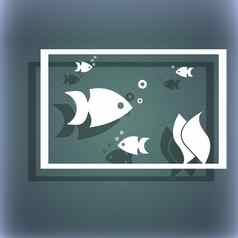水族馆鱼水图标标志蓝绿色摘要背景影子空间文本