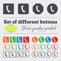 电话标志图标支持象征调用中心大集色彩斑斓的多样化的高质量的按钮