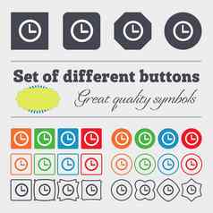 时钟标志图标机械时钟象征大集色彩斑斓的多样化的高质量的按钮