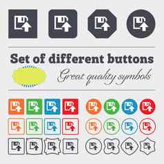 软盘图标平现代设计大集色彩斑斓的多样化的高质量的按钮