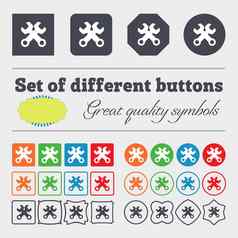 扳手关键标志图标服务工具象征大集色彩斑斓的多样化的高质量的按钮