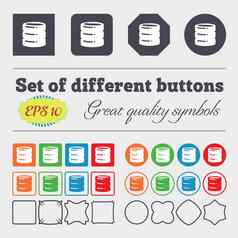 硬磁盘图标标志大集色彩斑斓的多样化的高质量的按钮