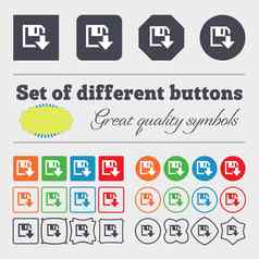软盘图标平现代设计大集色彩斑斓的多样化的高质量的按钮