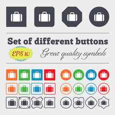 手提箱图标标志大集色彩斑斓的多样化的高质量的按钮