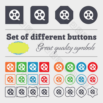 视频标志图标框架象征大集色彩斑斓的多样化的高质量的按钮