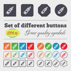 铅笔图标标志大集色彩斑斓的多样化的高质量的按钮