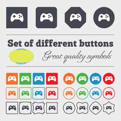 操纵杆标志图标视频游戏象征大集色彩斑斓的多样化的高质量的按钮