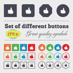 拇指图标标志大集色彩斑斓的多样化的高质量的按钮