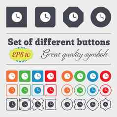 机械时钟图标标志大集色彩斑斓的多样化的高质量的按钮