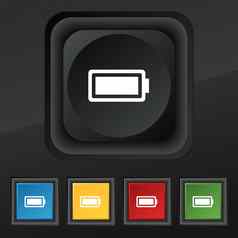 电池完全带电图标象征集色彩斑斓的时尚的按钮黑色的纹理设计