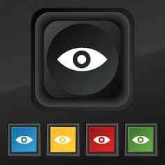 眼睛发布内容第六感觉直觉图标象征集色彩斑斓的时尚的按钮黑色的纹理设计