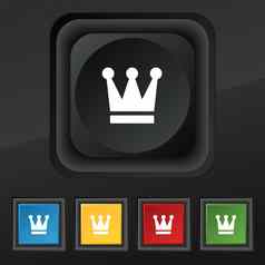 王皇冠图标象征集色彩斑斓的时尚的按钮黑色的纹理设计